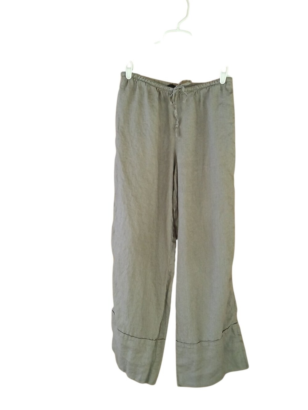 Zara Gray Mid Rise Drawstring Wide Leg Linen Pants Small